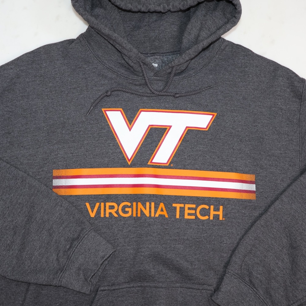Captivating Virginia Tech Hokies Hoodie Medium Charcoal Gray VT NCAA Logo